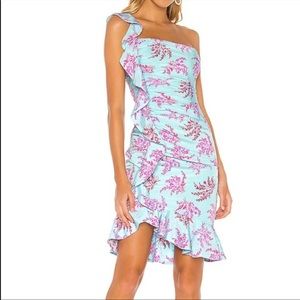 Likely Lois one shoulder Dress Blue & Pink Multi